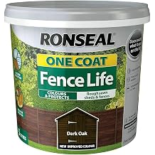 Ronseal 5L One Coat Life - Quick Dry Garden Shed & Fence Paints 5 Litres Dark Oak