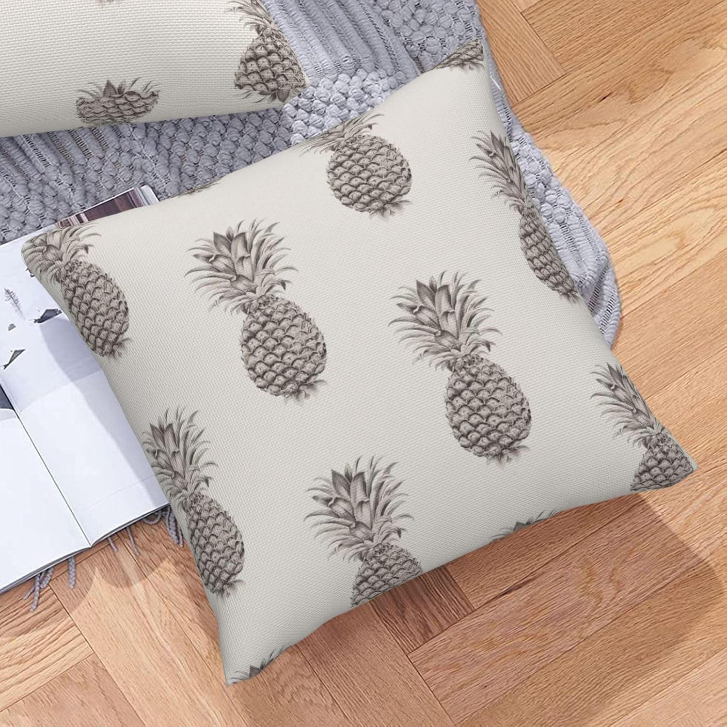 Lovely Pineapple Imitation Linen Pillowcase -2 Sets, Fashionable Home Decoration, Used for Sofas, Gardens, beds