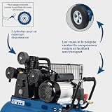 Scheppach Compresseur à air HC550TC – 400 V – 3000 W / 3 PS – Tri-cylindres – Cuve 100 L – 10 bar – Entraînement par courroie – Puissance d'aspiration 550 L/min – Transport facile - 7