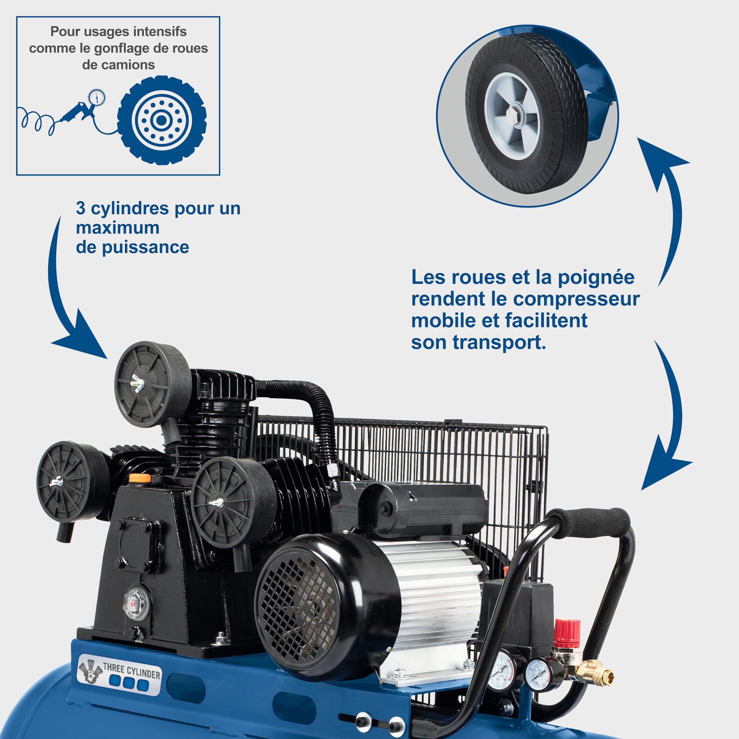 Scheppach Compresseur à air HC550TC | Tri-cylindres/Cuve 100L / 10bar