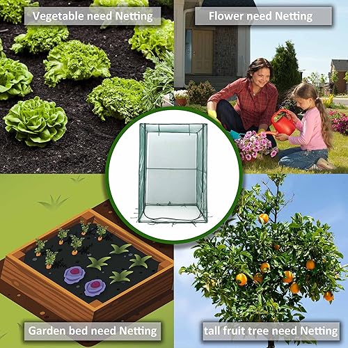 Miniatura 9 de Cubierta de red portátil de 4 x 4 pies, grande, 6 pies de alto, jaulas de cultivo, cubierta protectora de plagas para verduras y frutas, red de