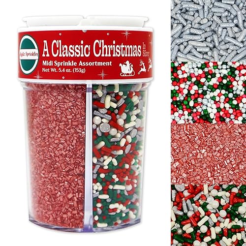 Miniatura 16 de Mystic Sprinkles Surtidos de espolvorear de 4 celdas (Monster Mash, Petite) Una Navidad clásica en oro,Una Navidad clásica en plata,Americana,Campos