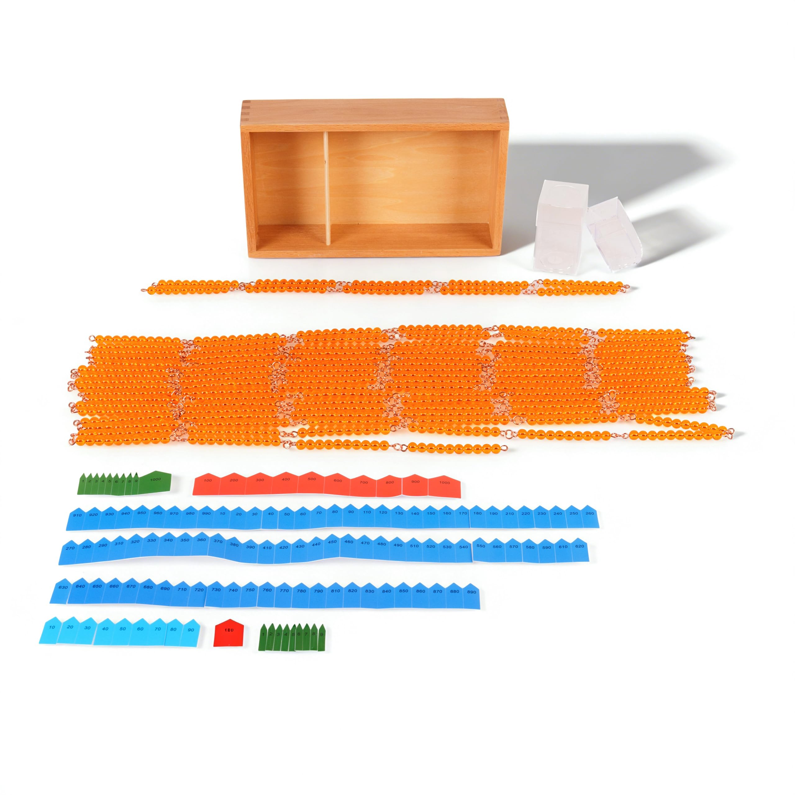 Montessori Matemáticas Materiales – Juguete educativo de madera para números y cálculo, preescolar y primaria, educación en casa y aula a partir de 3 años (Montessori 100/1000 collares de