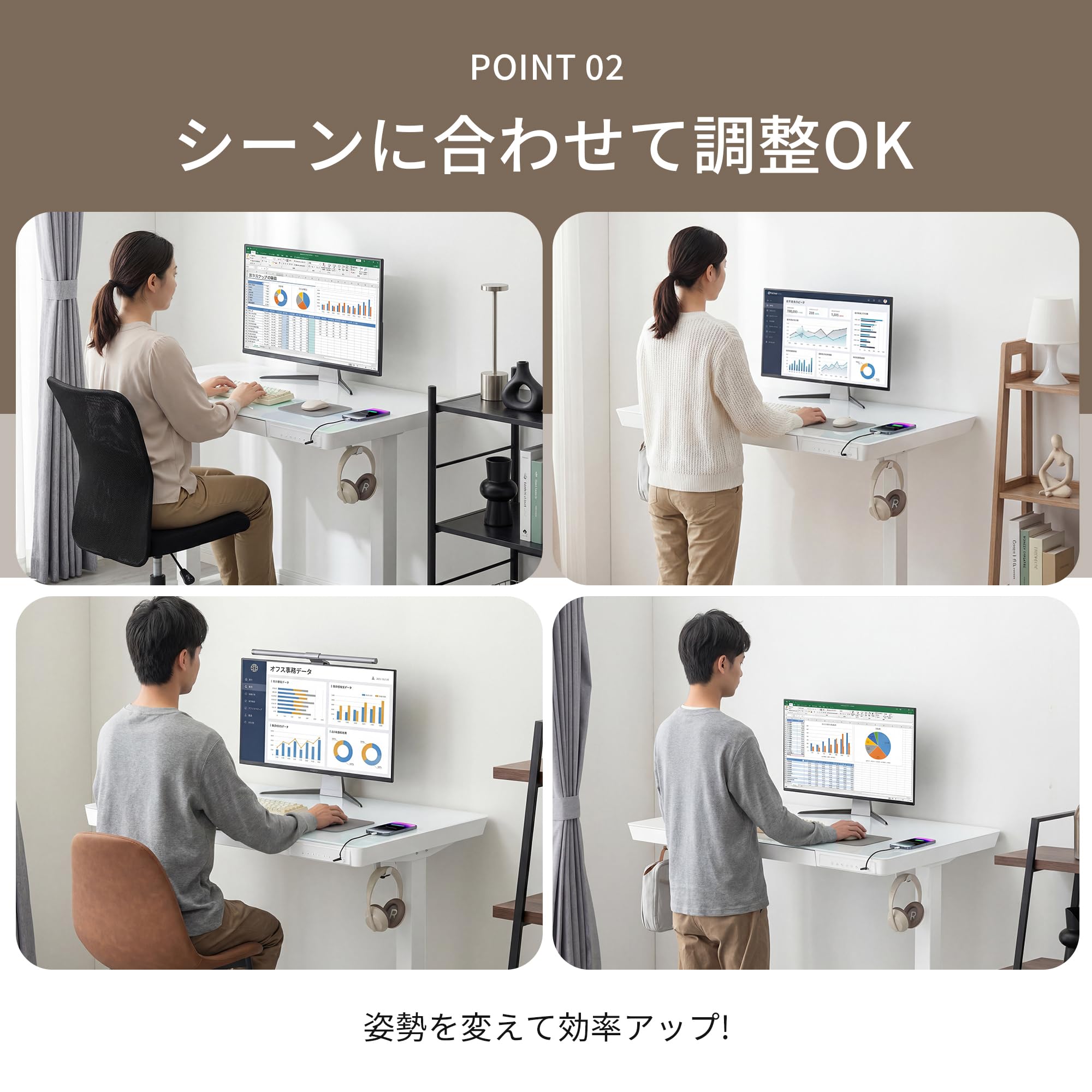 Amazon.co.jp: Claiks 電動昇降デスク 強化ガラス 引き出し コンセント