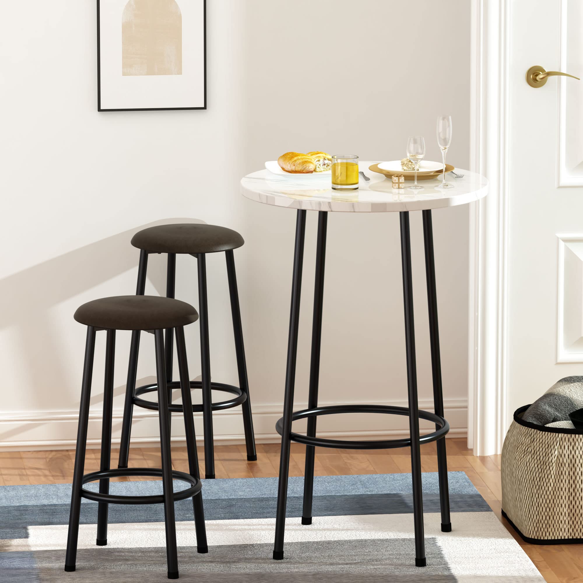 MIERES 3 Piece Pub Dining, Kitchen Counter Height, Modern Bar Table Set