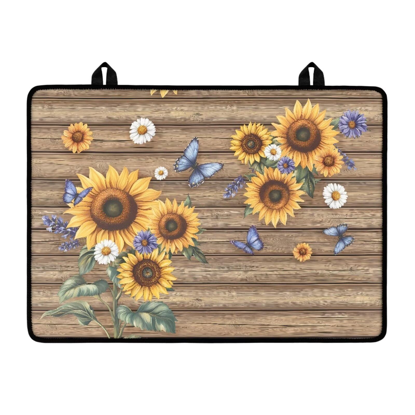 Sunflower Wood Multi-Purpose Stove Top Cover Silicone Thermal Mat for Electric Stove(30"x21") Scratch Resistant Glass Cooktop Protector &amp; Dish Drying Mat