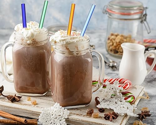 Miniatura 7 de Weysat 100 popotes de vidrio reutilizables a granel, pajitas de vidrio para batidos, té, jugo, cóctel (color brillante, 0.315 x 7.874 in)