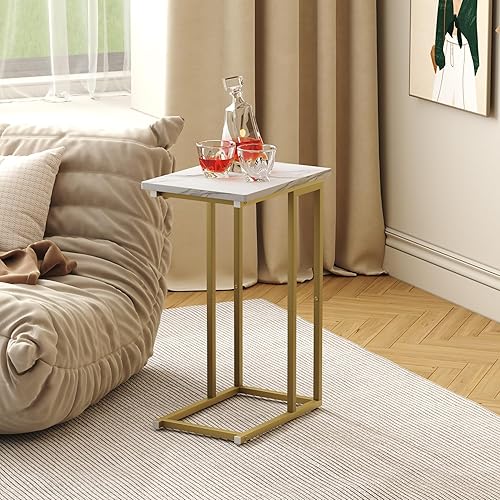 Miniatura 5 de Function Home Mesa auxiliar en forma de C, mesas auxiliares pequeñas para sofá cama, mesas de sofá que se deslizan debajo, mesa de aperitivos para