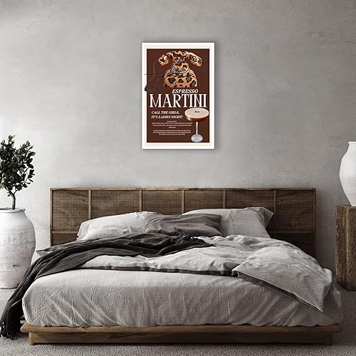 Miniatura 3 de Lienzo de cóctel vintage de Martini para pared, divertido póster de teléfono con estampado de leopardo femenino, retro, fresco, feminista, alcohol,