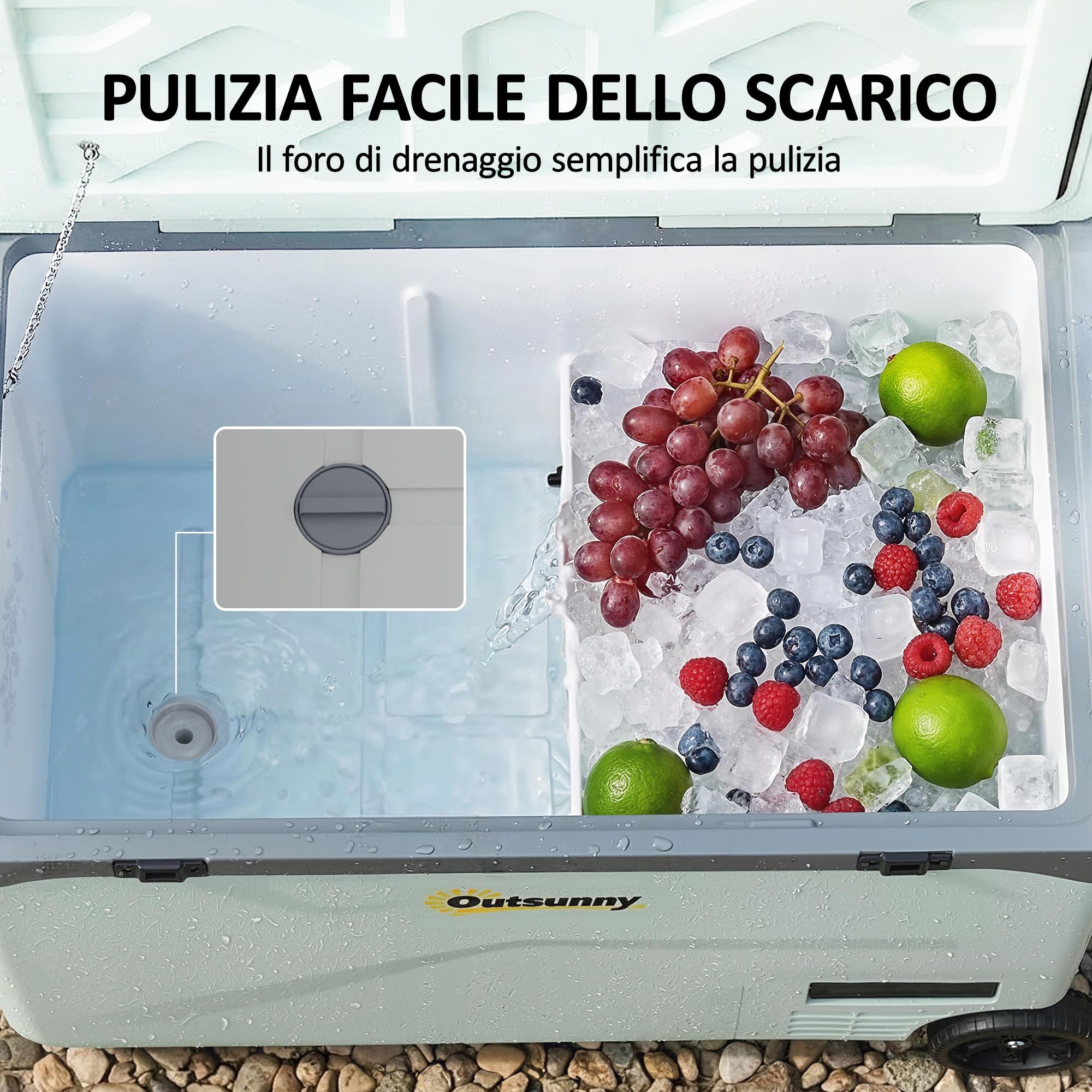 Outsunny Frigorifero Portatile Auto 42.5L Compressore Elettrico Anti-Shock APP Bluetooth 12V/24V/240V -20°C-20°C