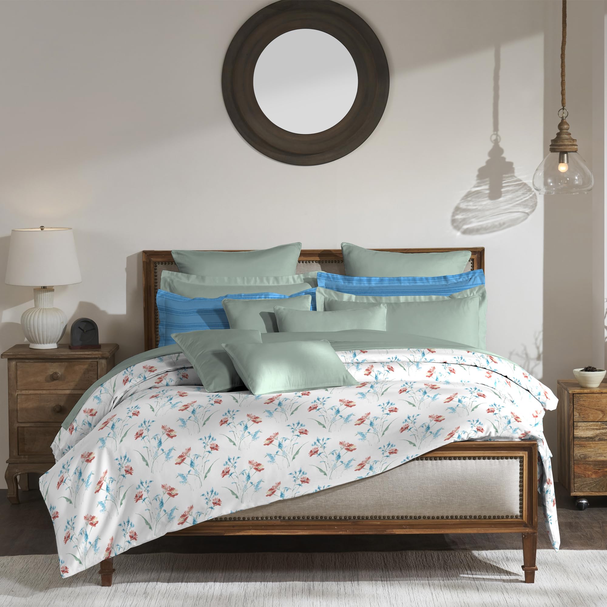 Trident Bedsheet for Double Bed, 210 TC 100% Cotton bedsheet Set (1 King Bedsheet and 2 Standard Pillow Covers) Super Soft, House of Bloom Collection-Fashion Fiesta ​