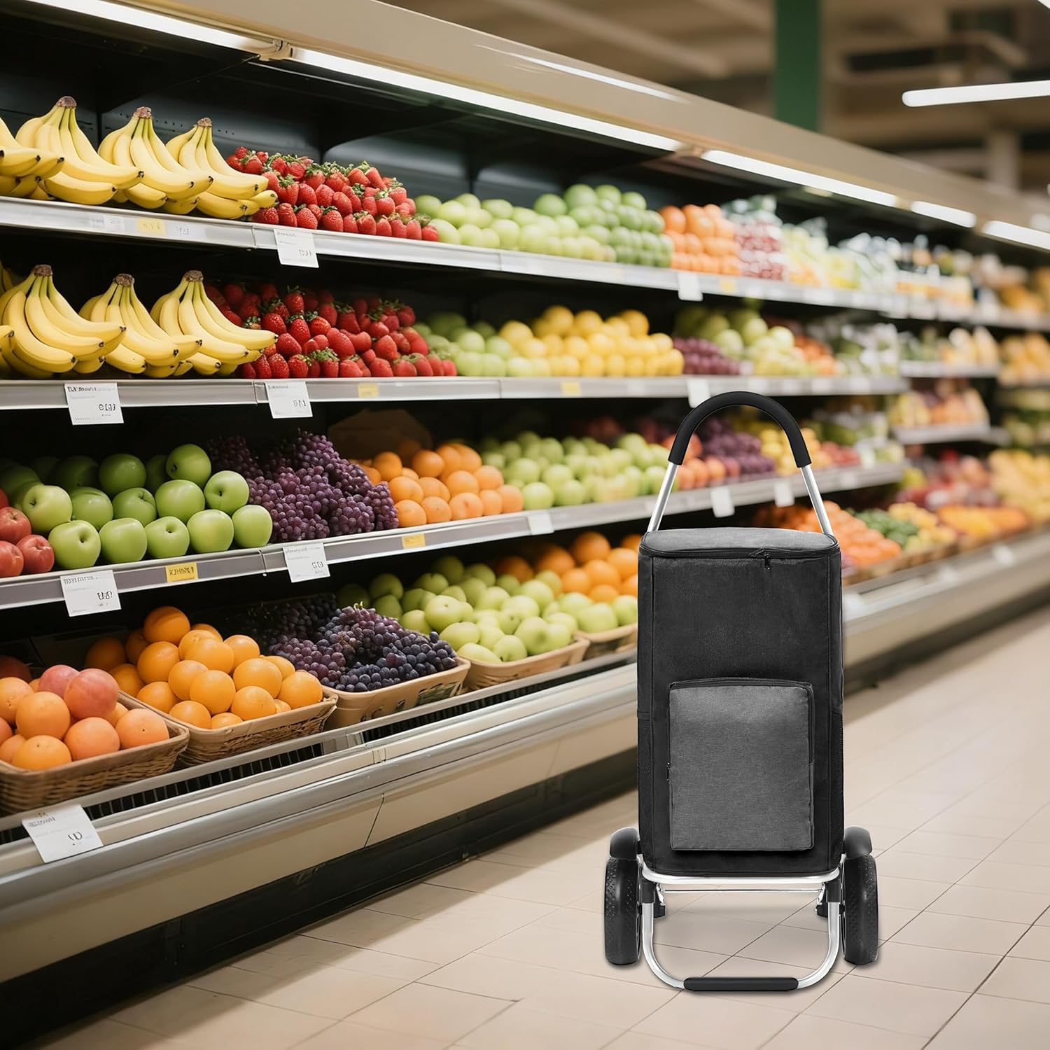 2 in 1 Foldable Shopping Cart, 330lbs Heavy Duty Utility Wagon for Grocery Shopping, Deliveries, Camping & Laundry, Waterproof Collapsible Hand Truck with All-Terrain Wheels and Brake