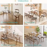 Vista 4 de Escritorio de estudio de madera maciza, mesa de computadora doble larga de 78.8 pulgadas para oficina en casa, estación de trabajo de PC para 2