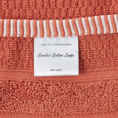 Miniatura 5 de Bedford Home Inicio 100% Algodón Arroz Tejido 6 Pc Toalla Set Ladrillo