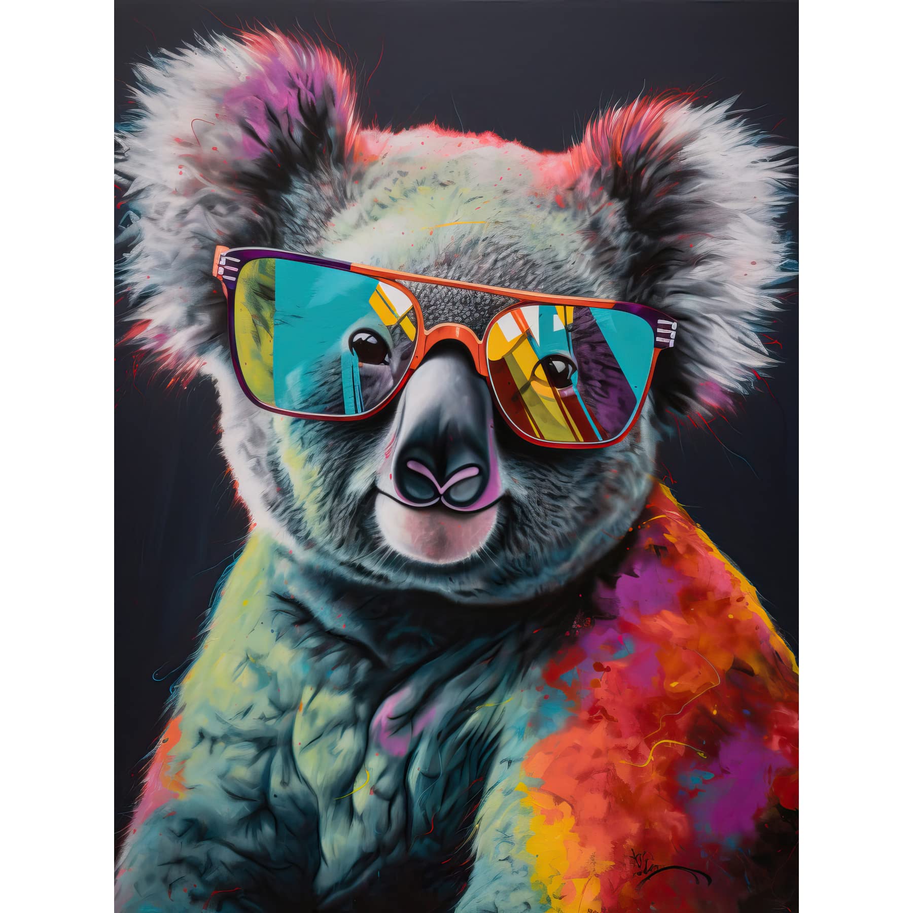 Artery8 Koala Bear with Sunglasses Modern Multicoloured Large Wall Art Poster Print Thick Paper 18X24 Inch