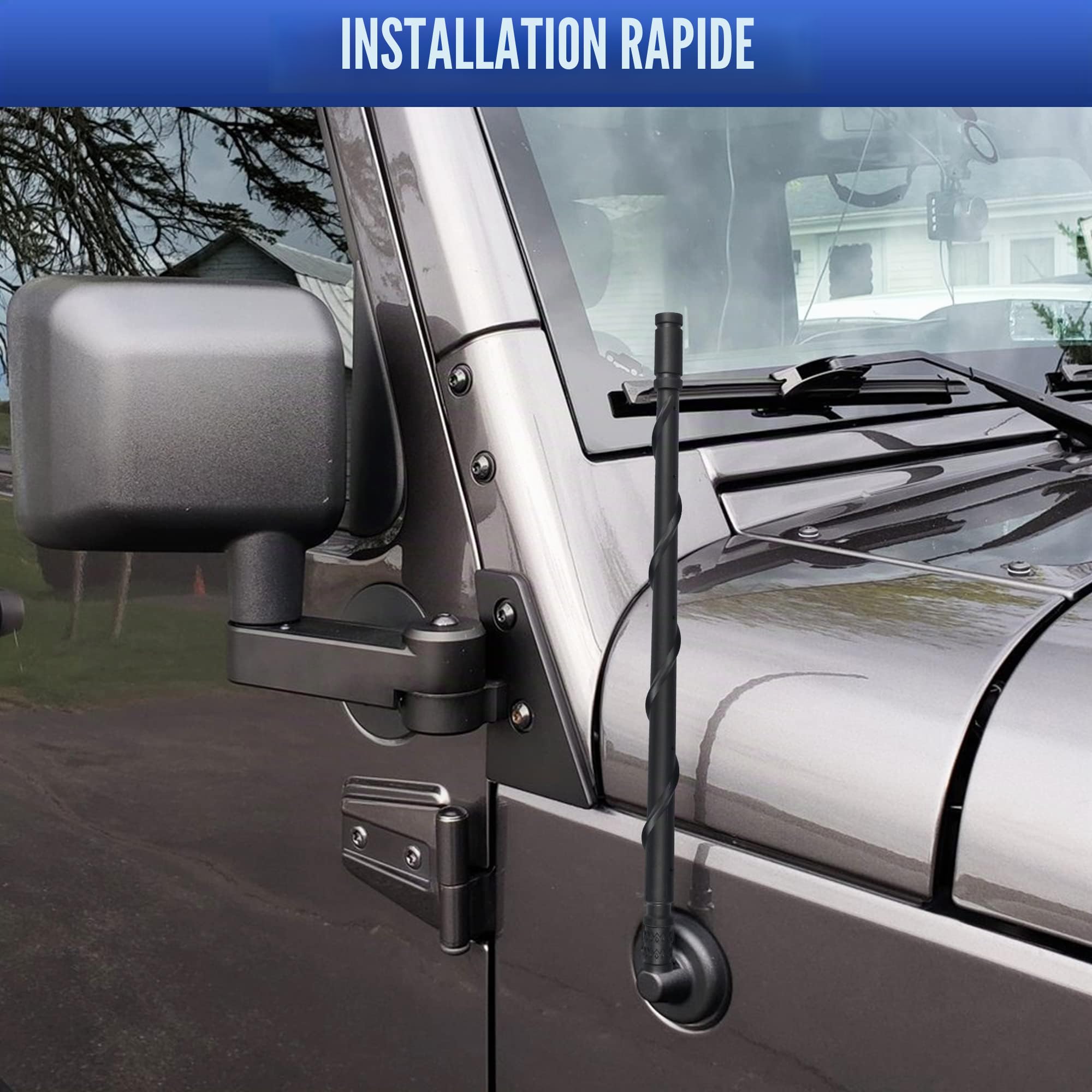 VOFONO Antenne de 33 cm pour Jeep Wrangler JK JL Gladiator JT 2007-2023, nouvelle antenne de rechange en caoutchouc flexible en spirale, accessoires Jeep Wrangler Gladiator