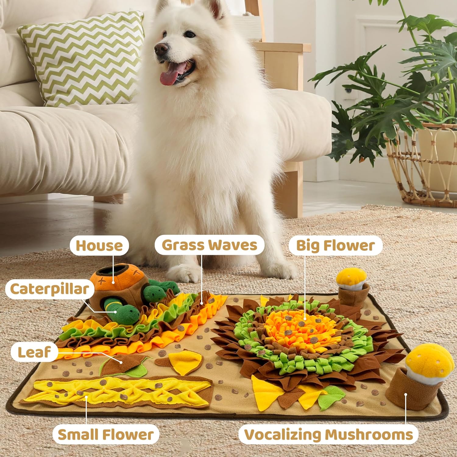 Pet Snuffle Mat for Dogs Interactive Puzzle Toys for Boredom and Mental Stimulation Feeding Mat Encourage Natural Foraging Skills, Smell Training and Slow Eating, Stress Release (31.4''x23.6'')