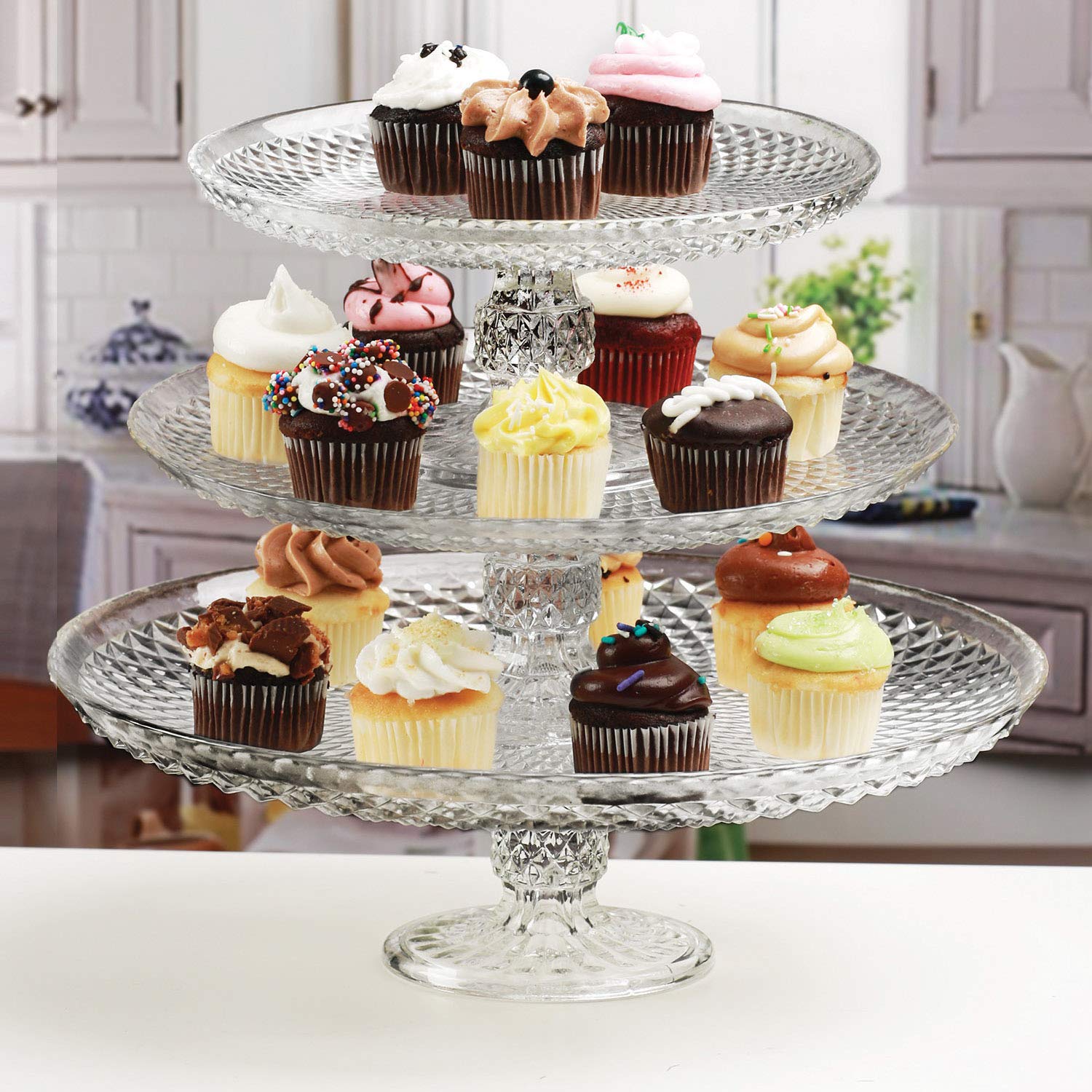 食器 cake Amazon | Treasure ダイヤモンドカットケーキプレート 3段 7