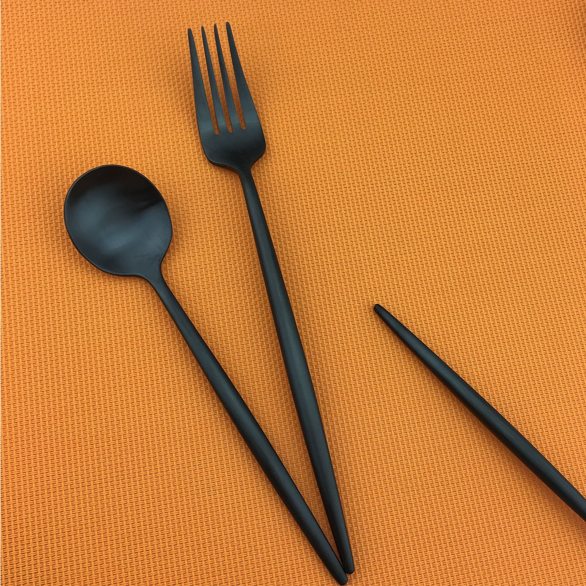 Kitchen Silverware Cutlery Set Stainless Steel,4-Piece Flatware Set for 1,Restaurant Tableware Dinnerware Anti-rust Black Utensil Set,Steak Knife Set (Matte,Black)