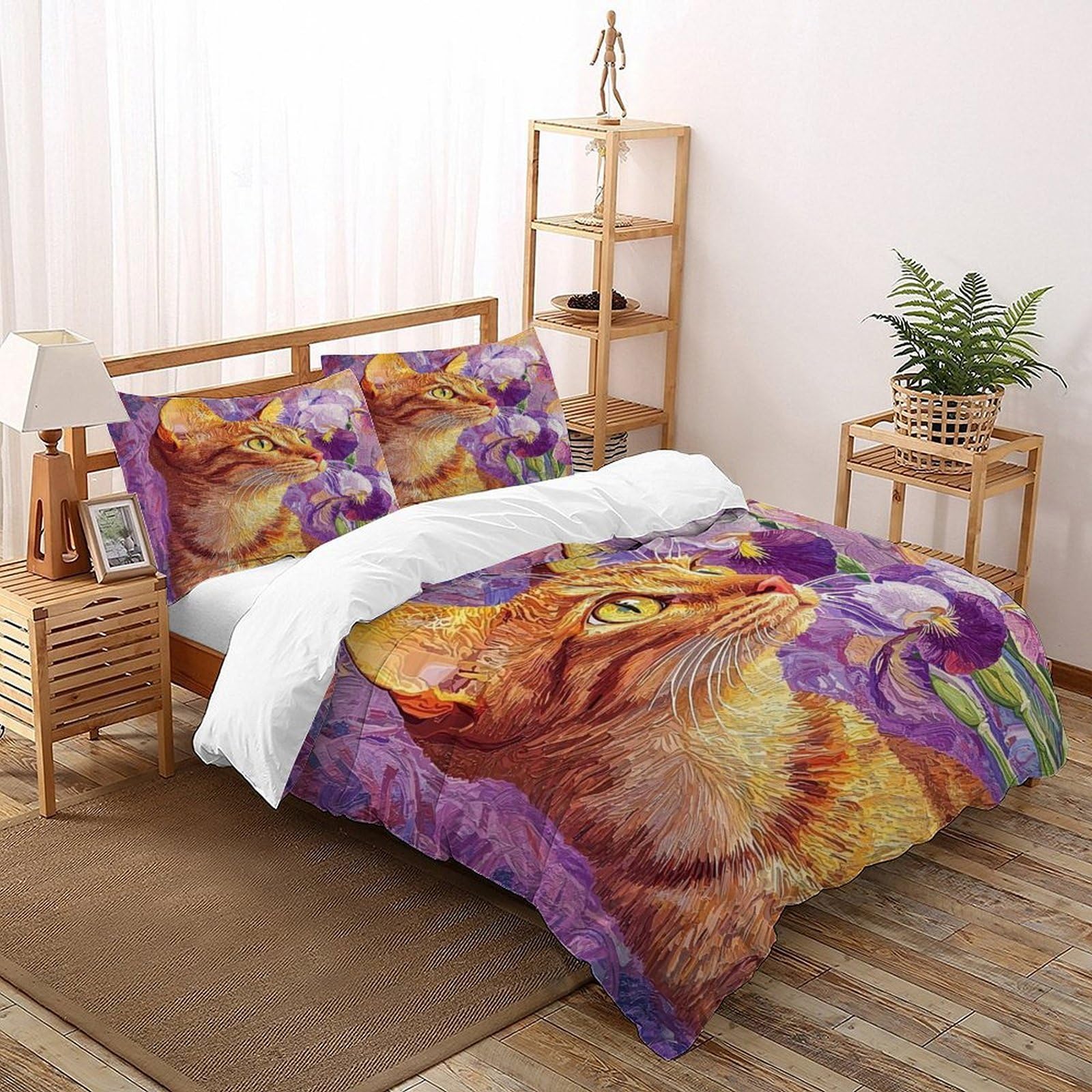 Linge de lit chat avec taies d'oreiller motif 3D pour des nuits douces