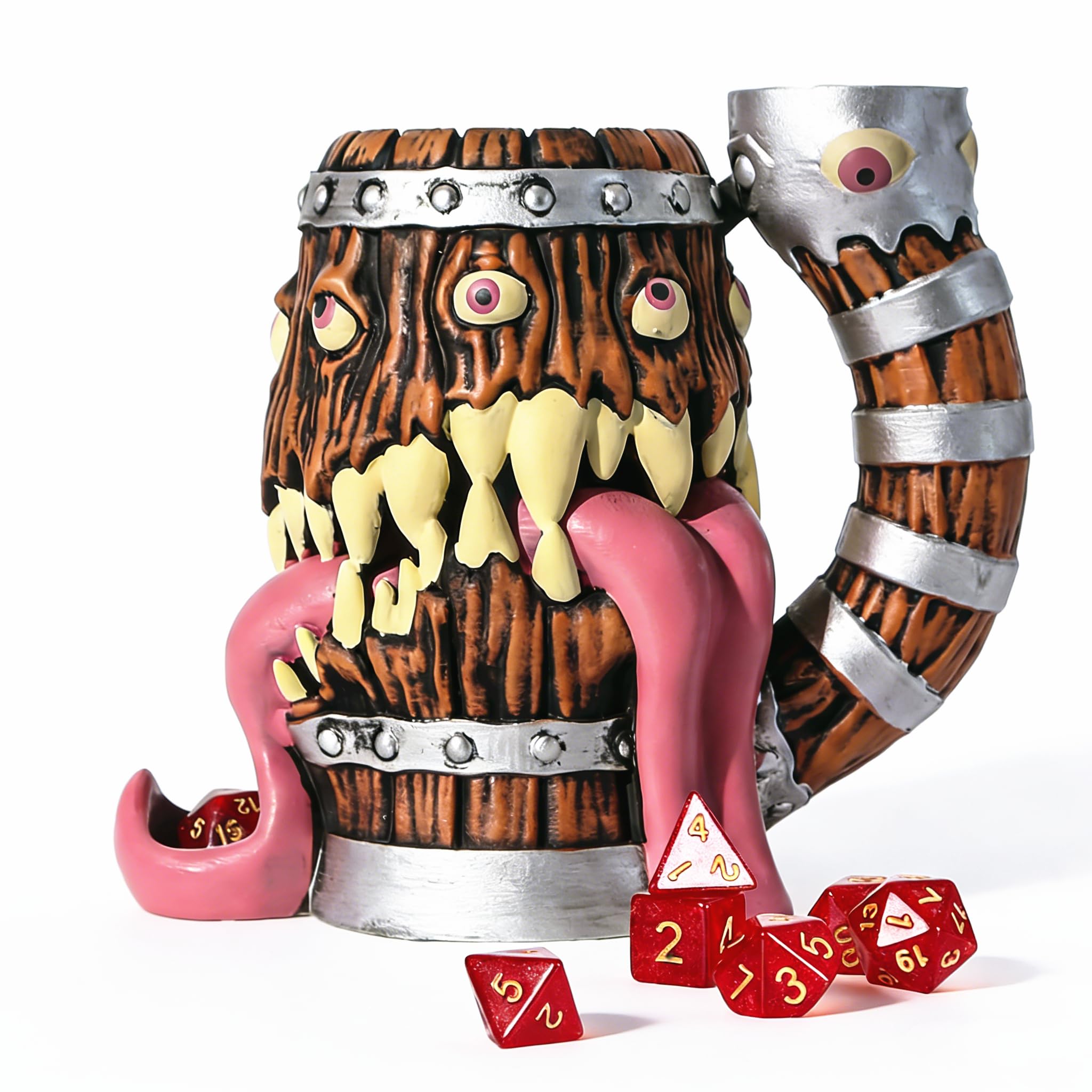Taza de torre de dados DND con juego de dados de 7 piezas | Adecuado para Dungeons And Dragons, juegos de mesa, disponible como soporte para bebidas, accesorios de regalo de RPG.