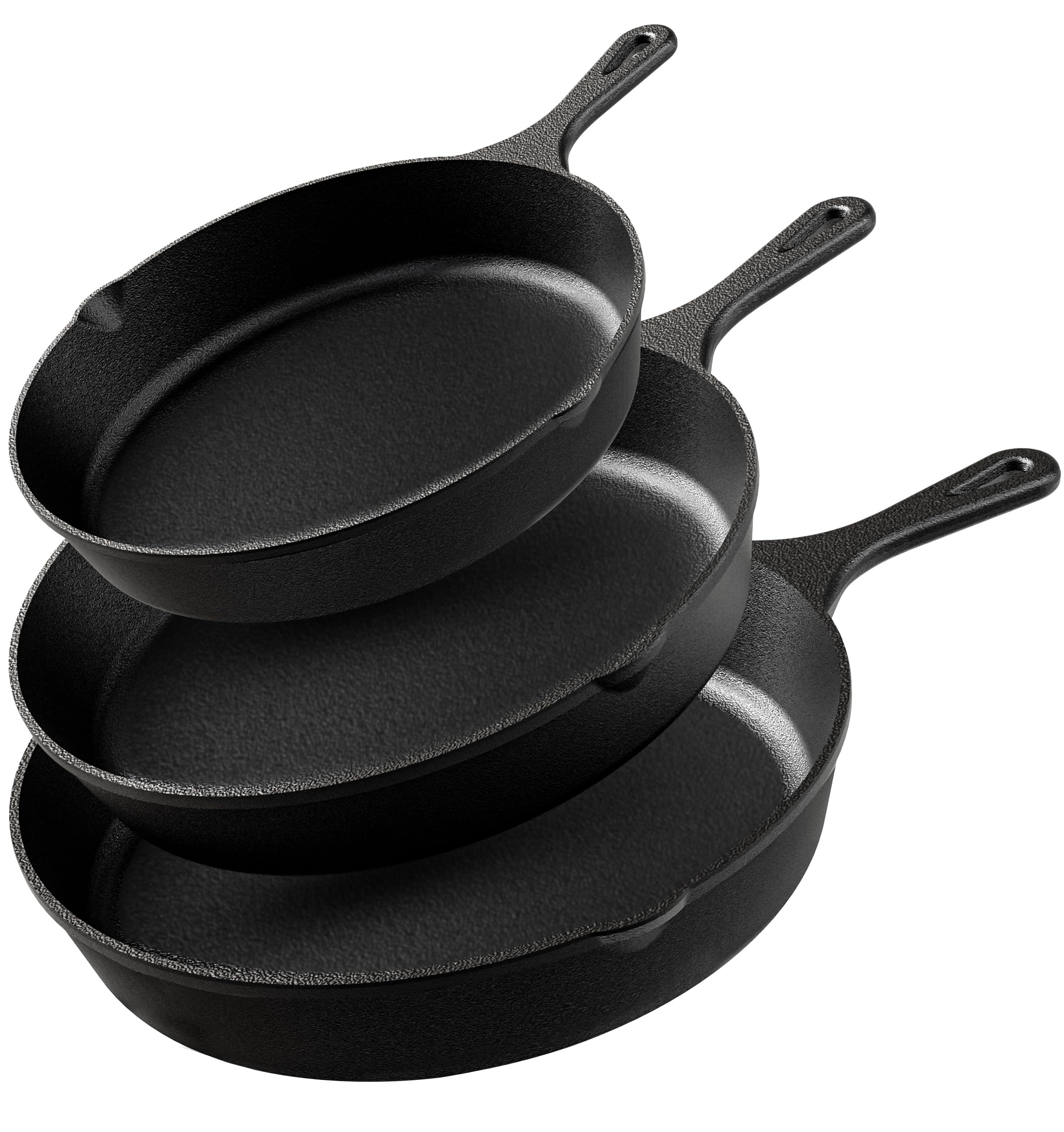 Utopia Kitchen Pre-Seasoned Cast Iron Skillet Set of 3 6" 8" 10"