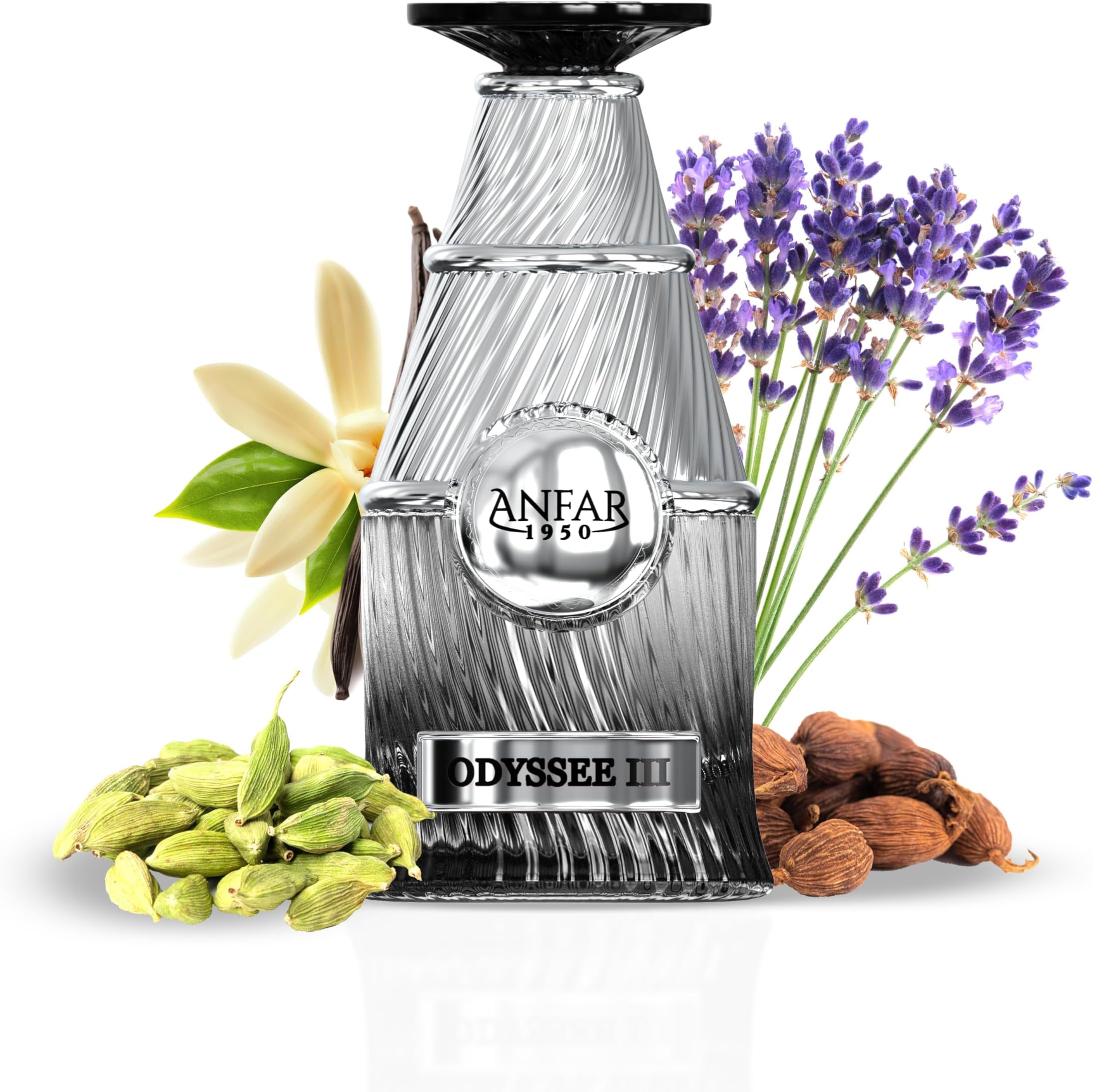 Odyssee 3 Pour Homme 1950, Extrait de Parfum, 3.4 fl oz, Woody Fragrance, Cardamom, pink pepper, bergamot, mint, for men, 100ml.