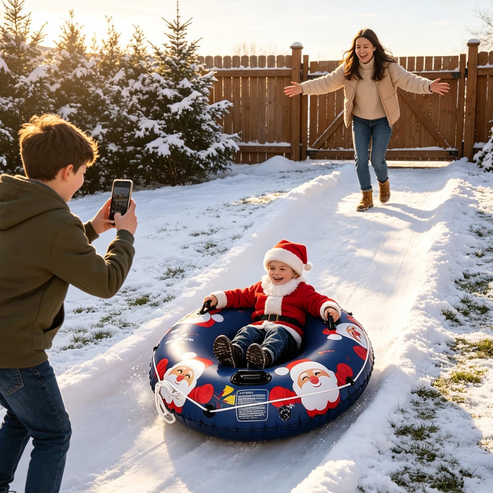 Tubi da neve per slittare Robusto e Resistente al Freddo | Slittino Invernale per Famiglie All'Aperto Sport Spiaggia Giardini Pattinaggio Sci Outdoor Sabbia Natale Attività Avventura