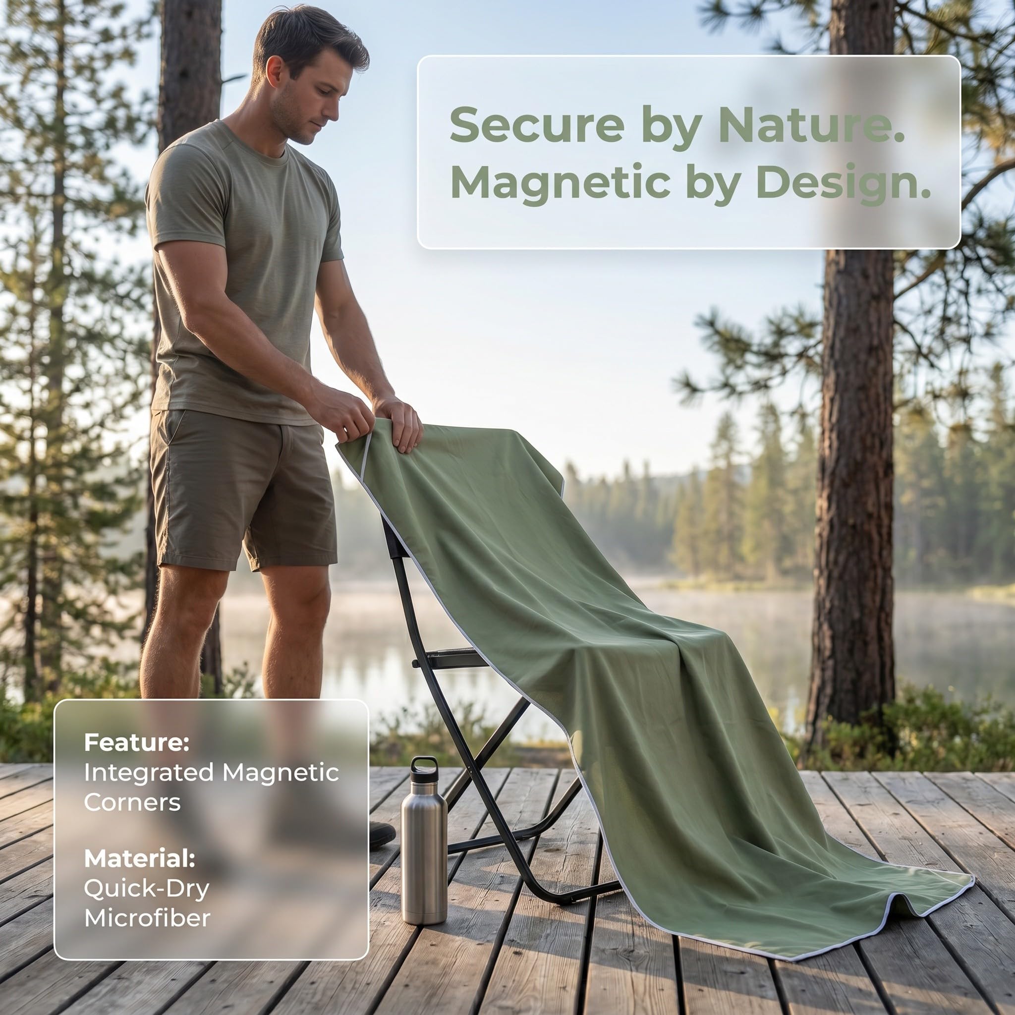 Kisangel Asciugamano magnetico: 190 x 76 cm, asciugamano da spiaggia in microfibra ad asciugatura rapida con angoli magnetici - Accessorio sportivo per attività all'aperto, spiaggia,