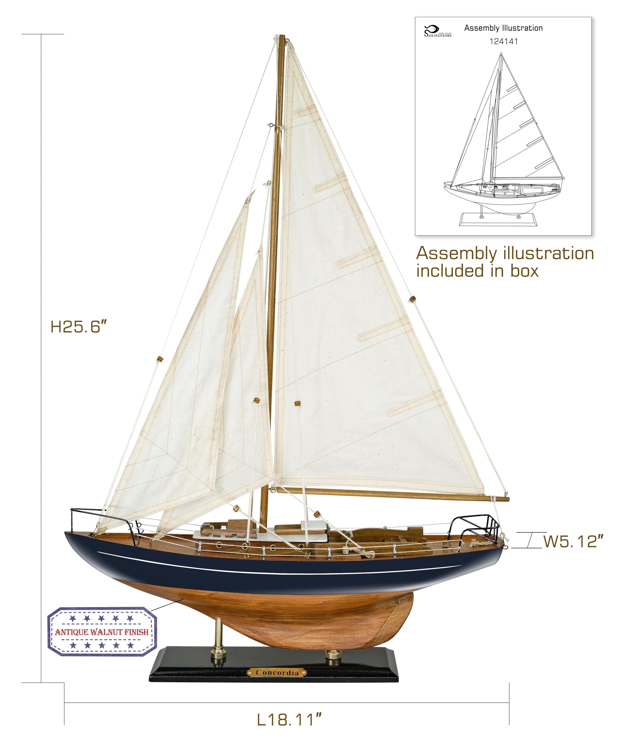Amazon.co.jp: SAILINGSTORY 木製ヨット装飾ヨットモデル船