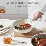 CAROTE 11pcs Pots and Pans Set Non Stick, Cookware Sets Detachable Handle, RV Kitchen Set Removable Handle, Oven Safe, Induction Ready, Stackable Non-Stick Set, Cream White