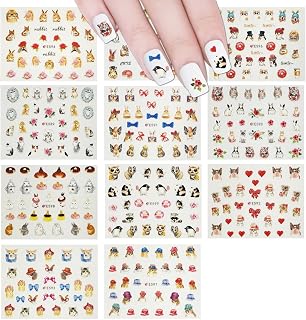 ALLYDREW Furry Animals Nail Stickers 3D Nail Art (330+ Nail Stickers/11 sheets) - Cats, Rabbits & Pandas Nail Stickers, Easter Nail Stickers