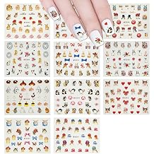 ALLYDREW Furry Animals Nail Stickers 3D Nail Art 330+ Nail Stickers/11 sheets - Cats, Rabbits & Pandas Nail Stickers, Easter Nail Stickers