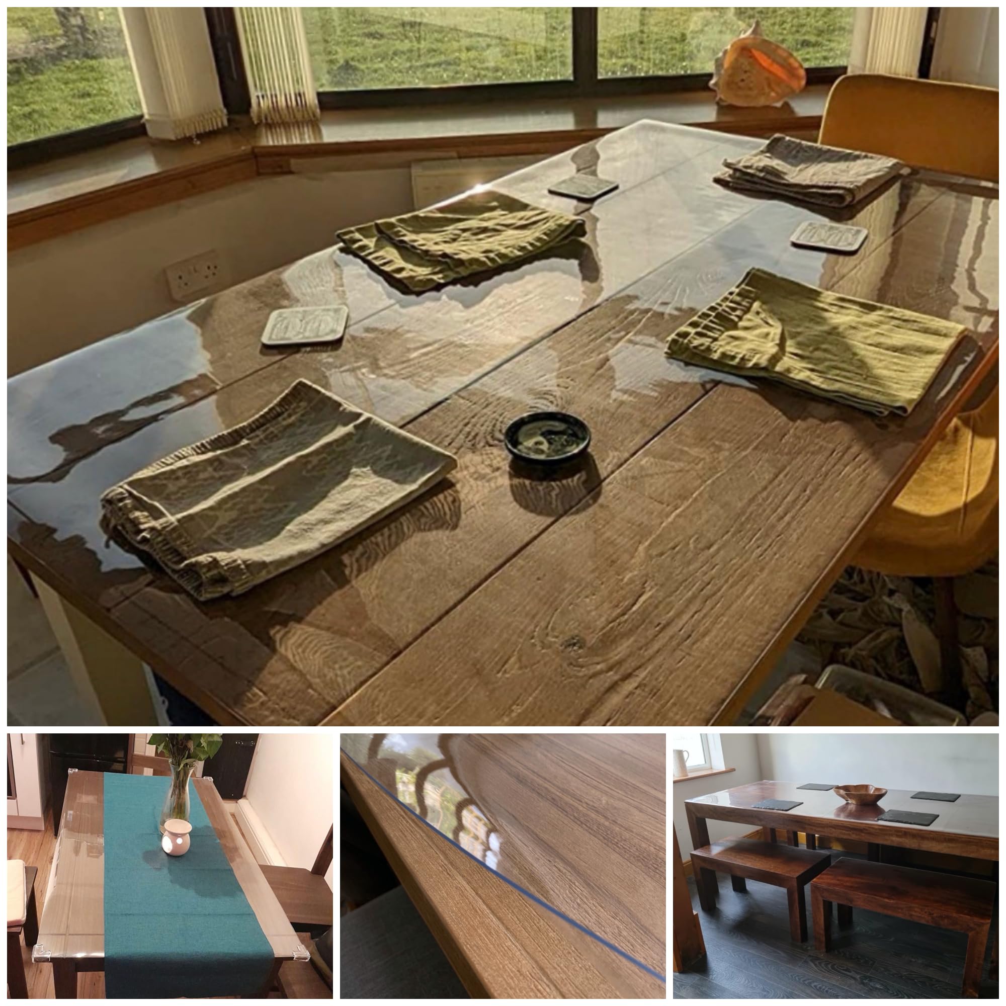 Toptablecloths Transparent 1.5 Mm Pvc Table Protector Table Cover Transparent Waterproof Clear Plastic Tablecloth (, 90X90 Cm)