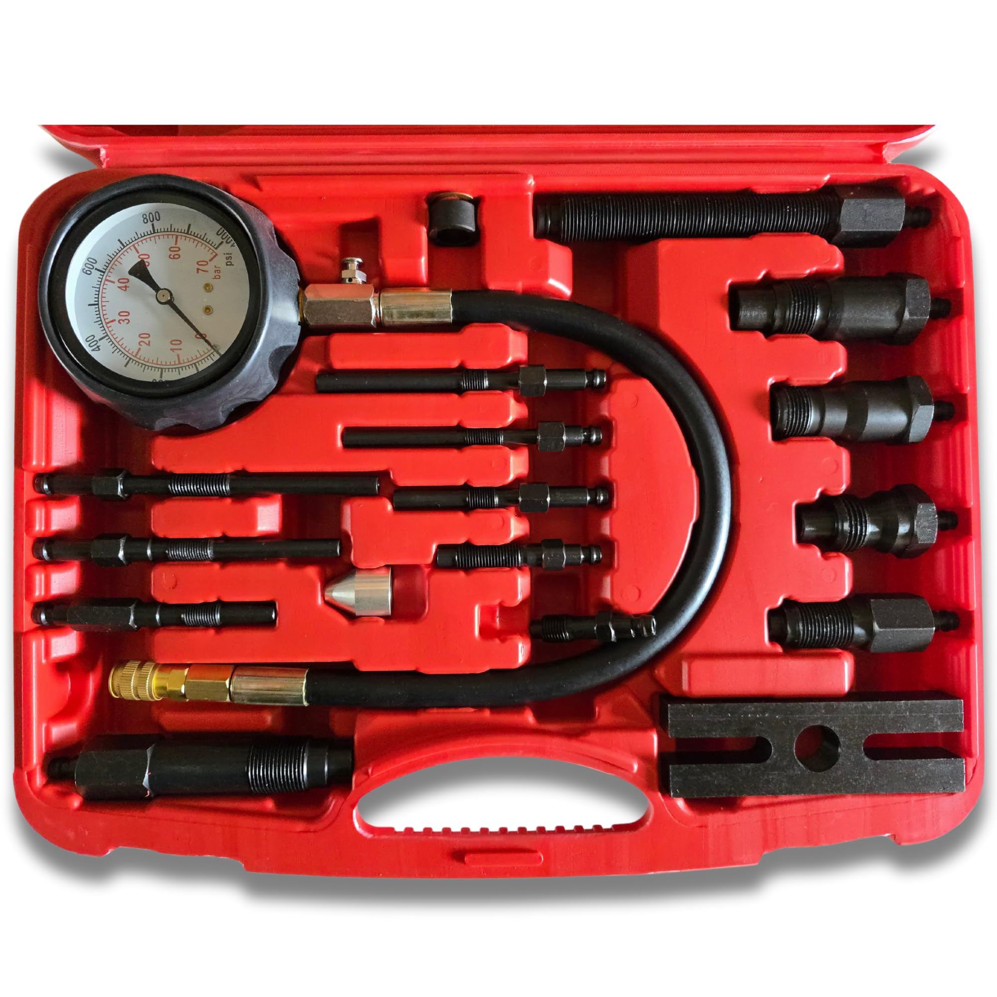 Medidor de Compresión para Motores Diésel de Inyección Directa e Indirecta 0-1000 PSI / 0-70 BAR