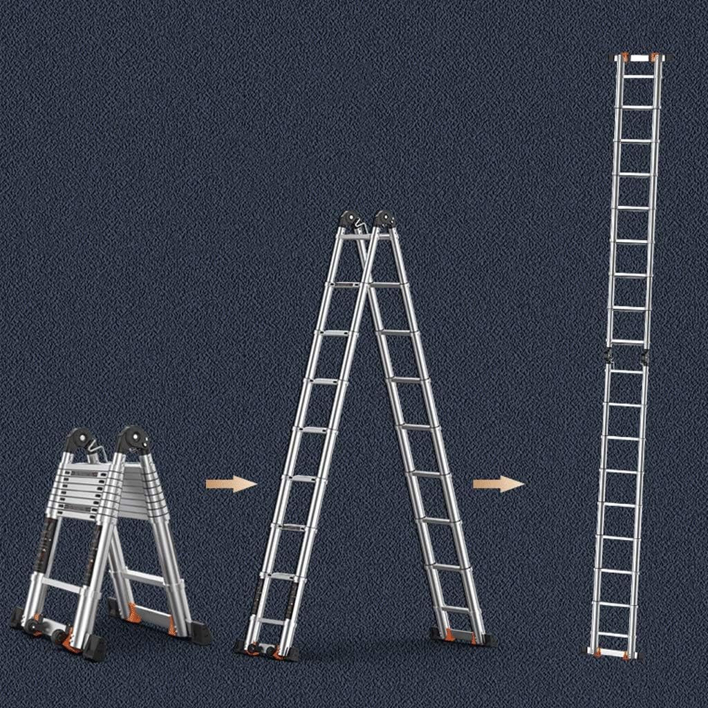 Telescoping Extension Ladder, Telescoping Ladders 26 FT Folding Ladder Telescoping Ladder, One-Button Retraction Extension Ladder, Collapsible Ladder with Spring Loaded Locking Lad