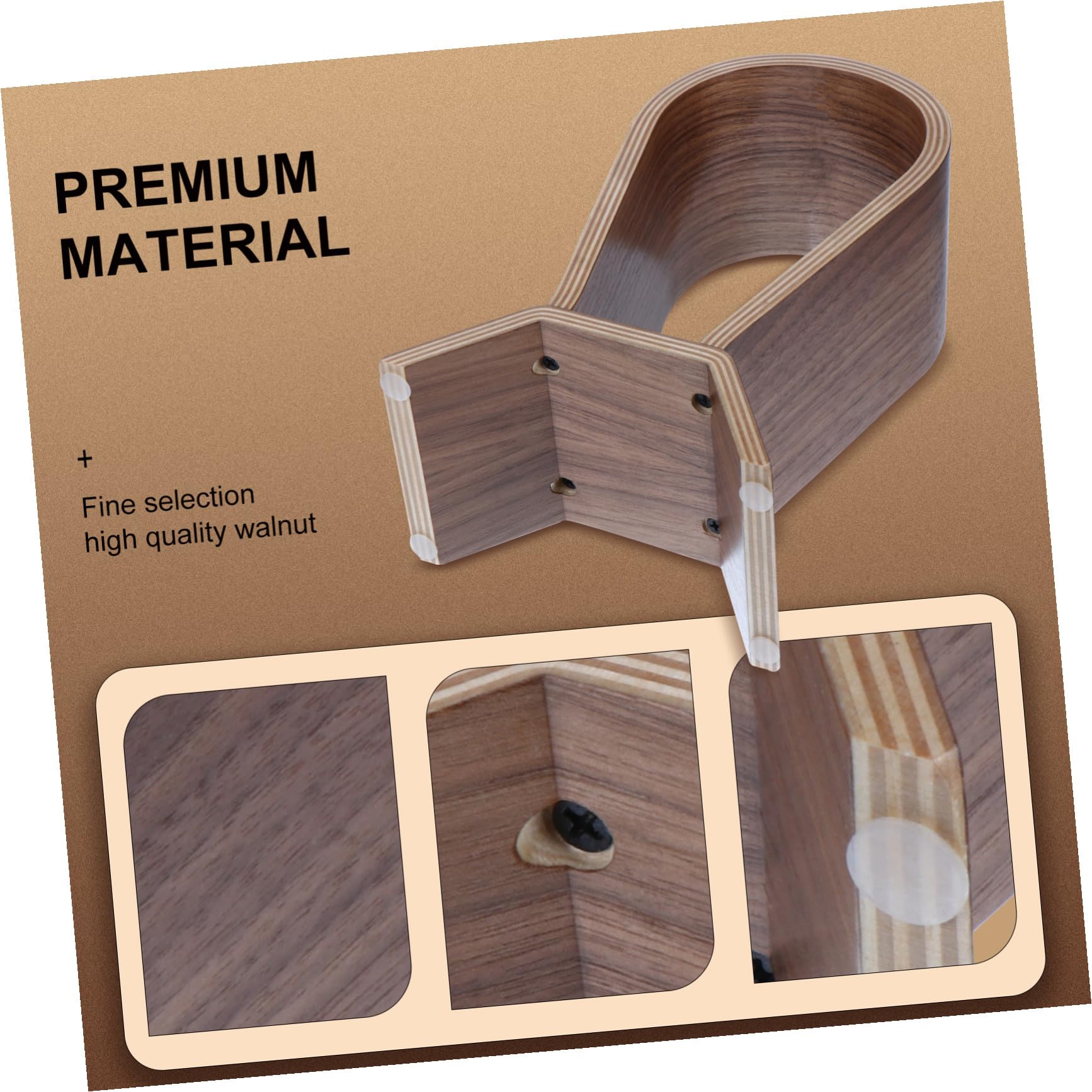 Support pour Casque Audio Rangement Pratique pour Écouteurs en Bois de Noyer Naturel, Stable et Élégant pour Décoration Maison ou Boutique Casque