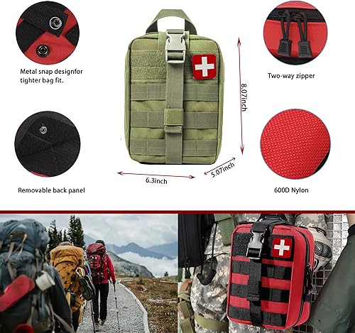 Miniatura 3 de IFAK - Kit universal de primeros auxilios para trauma, bolsas Molle, kit de supervivencia de emergencia adecuado para el hogar, automóvil, viajes,