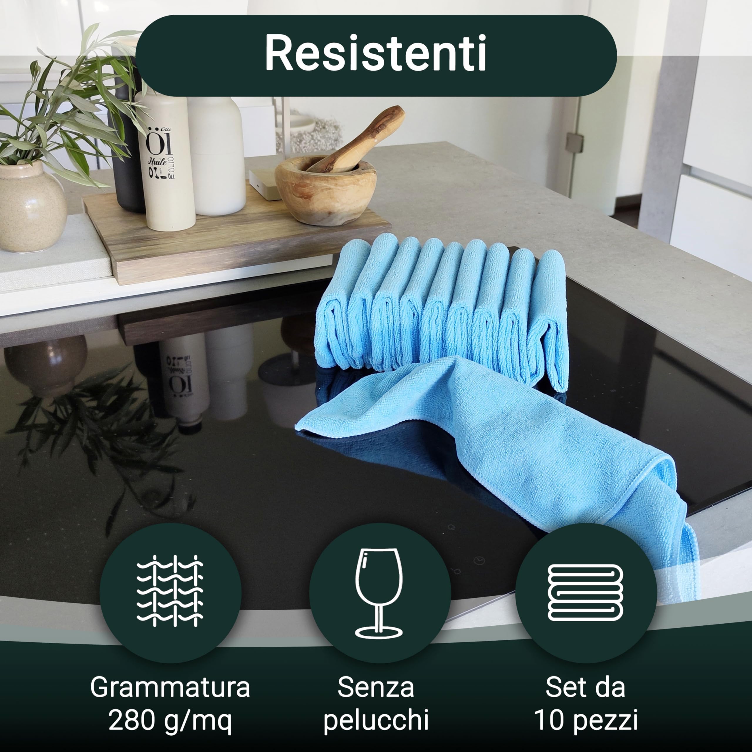 10 Panni Microfibra ZOLLNER - 32x32cm, Lavabili A 60°C, Senza Aloni, Qualità Alberghiera - Foto 7