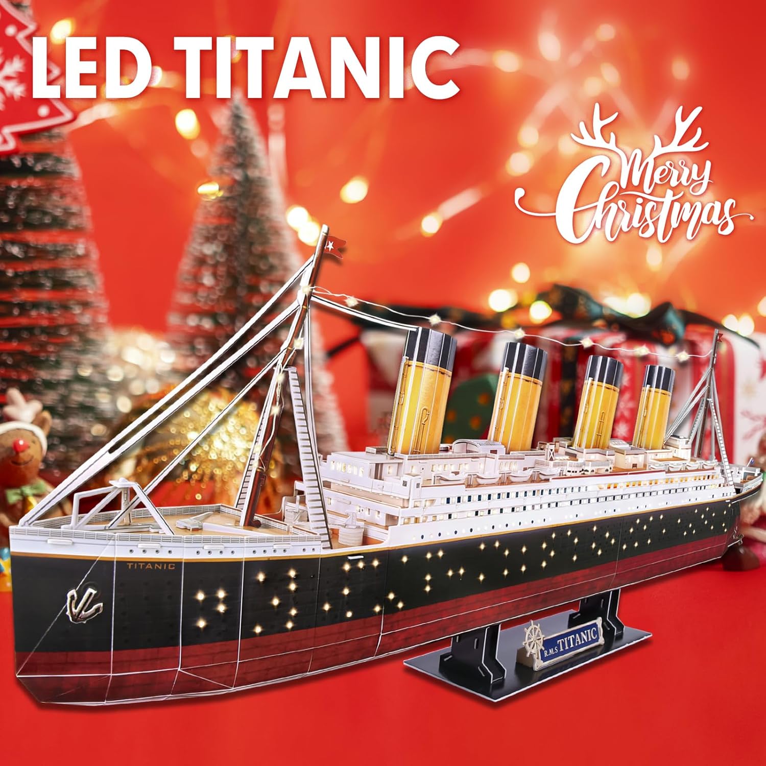 CubicFun Titanic 3D LED Puzzles for Adults 266 Pieces,Titanic Toys for Teens, Home Decor Birthday Gifts Adults Easter Gift