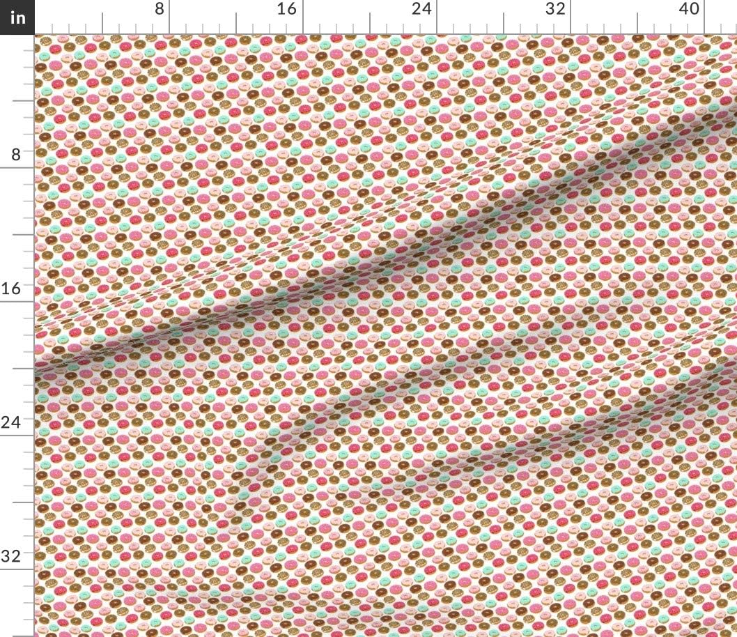 Spoonflower Fabric - Donuts Pink Chocolate Strawberry Food Print Sweets Bakery Sweet Treat Printed on Cotton Poplin Fabric by The Yard - Sewing Shirting Quilting Dresses Apparel Crafts