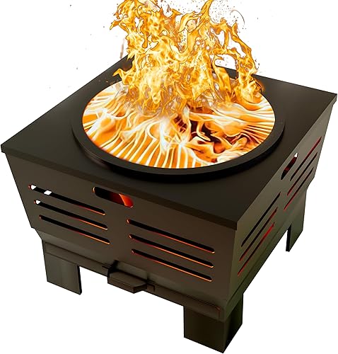 Miniatura 8 de Fire Beauty Fogata con soporte, hoguera de leña sin humo con bandeja de cenizas, hoguera portátil al aire libre con rejilla de cocción y póquer para
