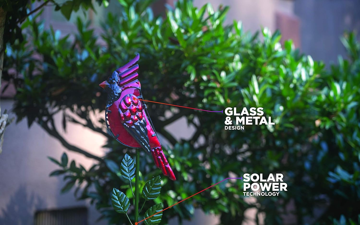 Moonrays 96371 Solar Garden Cardinal Stake Light, red