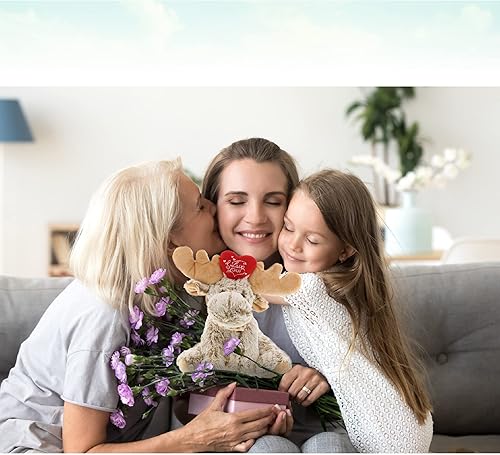 Miniatura 6 de DolliBu I Love You - Peluche de alce de San Valentín, lindo animal de peluche suave con corazón rojo, regalo para el día de San Valentín, regalo de