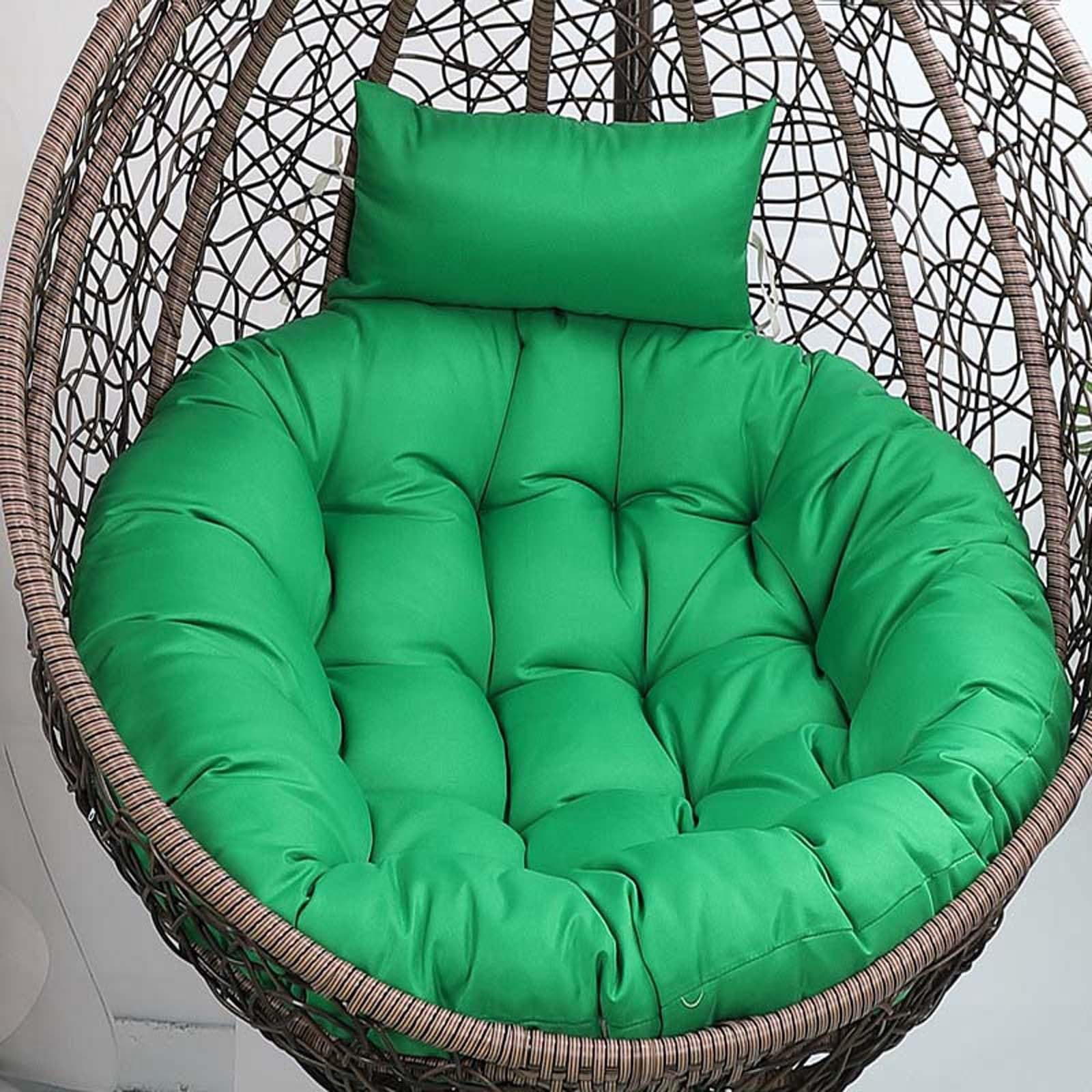Coussin de chaise suspendu rond epais 115cm ARIASS en tissu vert resistant pour exterieur