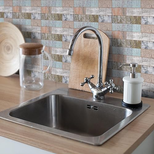 Miniatura 8 de Adhesivo de vinilo para azulejos de pared, adhesivos antideslizantes para azulejos en la parte trasera de la cocina y el baño, autoadhesivas, para