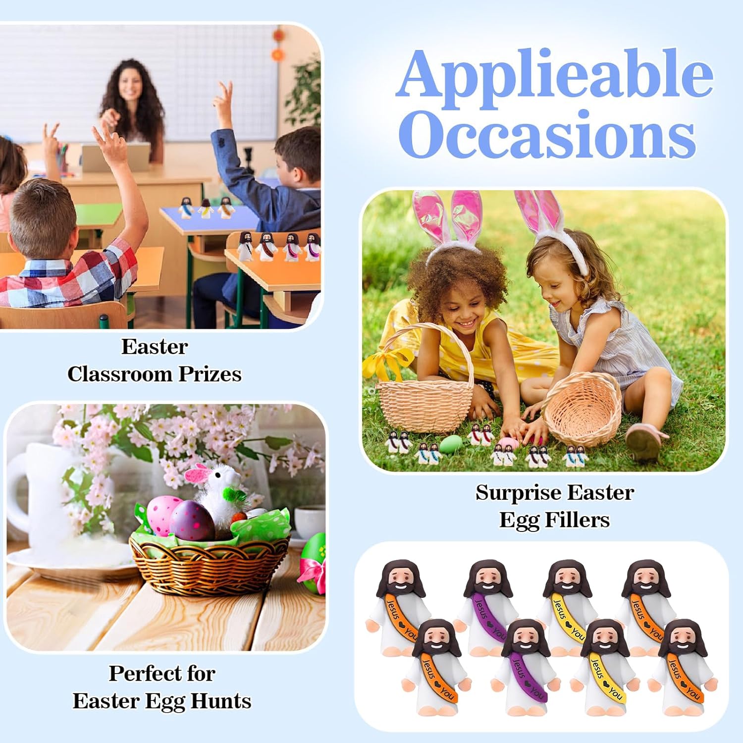 300pcs Mini Jesus Figurines in Bulk Tiny Jesus Figures Hide and Seek Religious Party Favors Sunday School Baptism Gifts