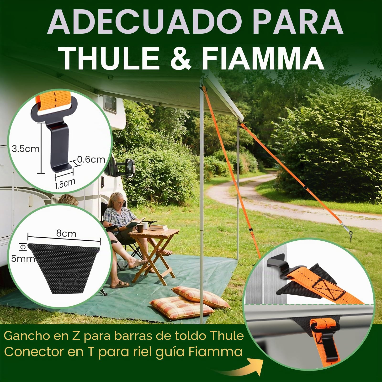 Kit de Sujeción para Toldos, Correas para Tormentas para Toldos