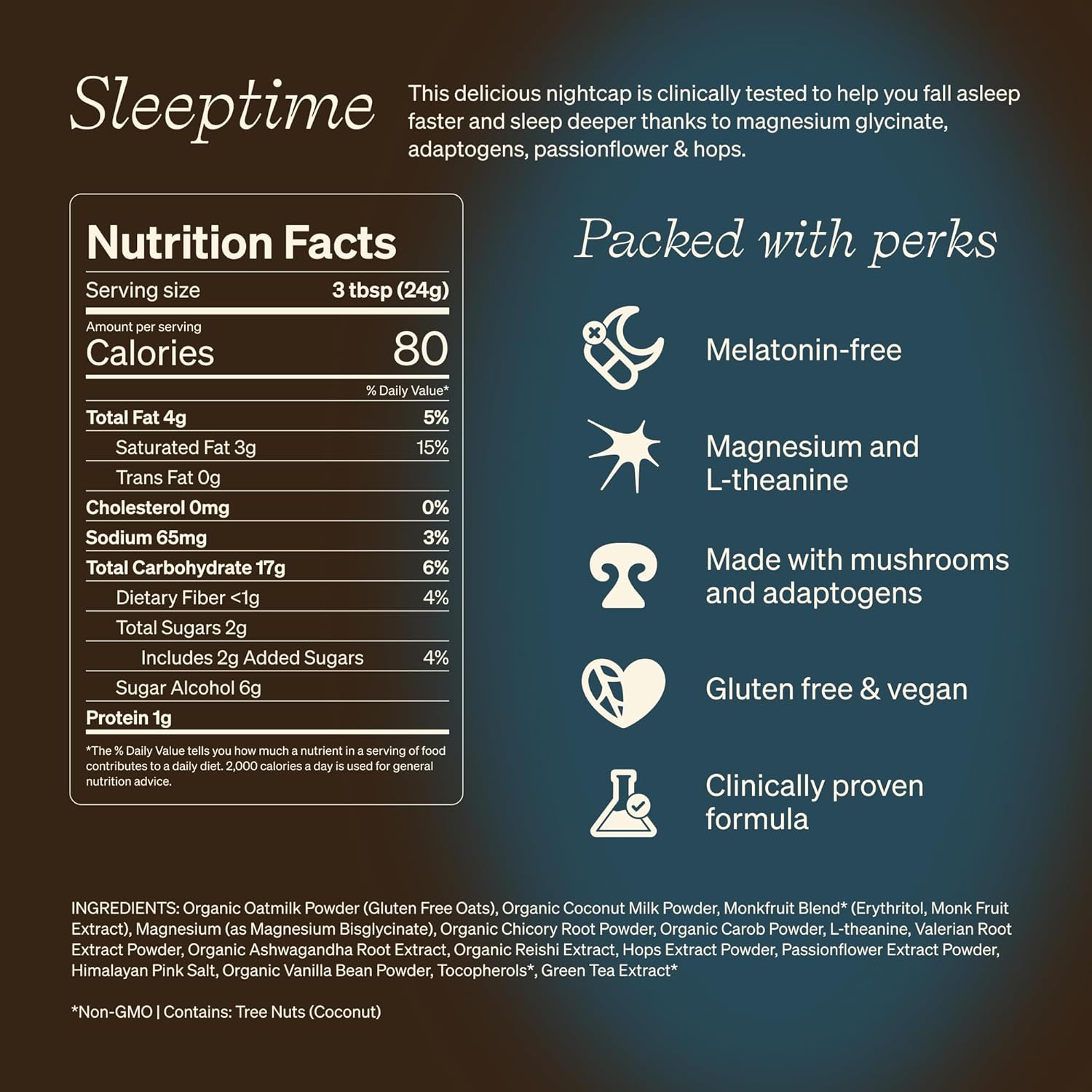 Sleeptime SuperLatte, Magnesium Sleep Drink with Ashwagandha,