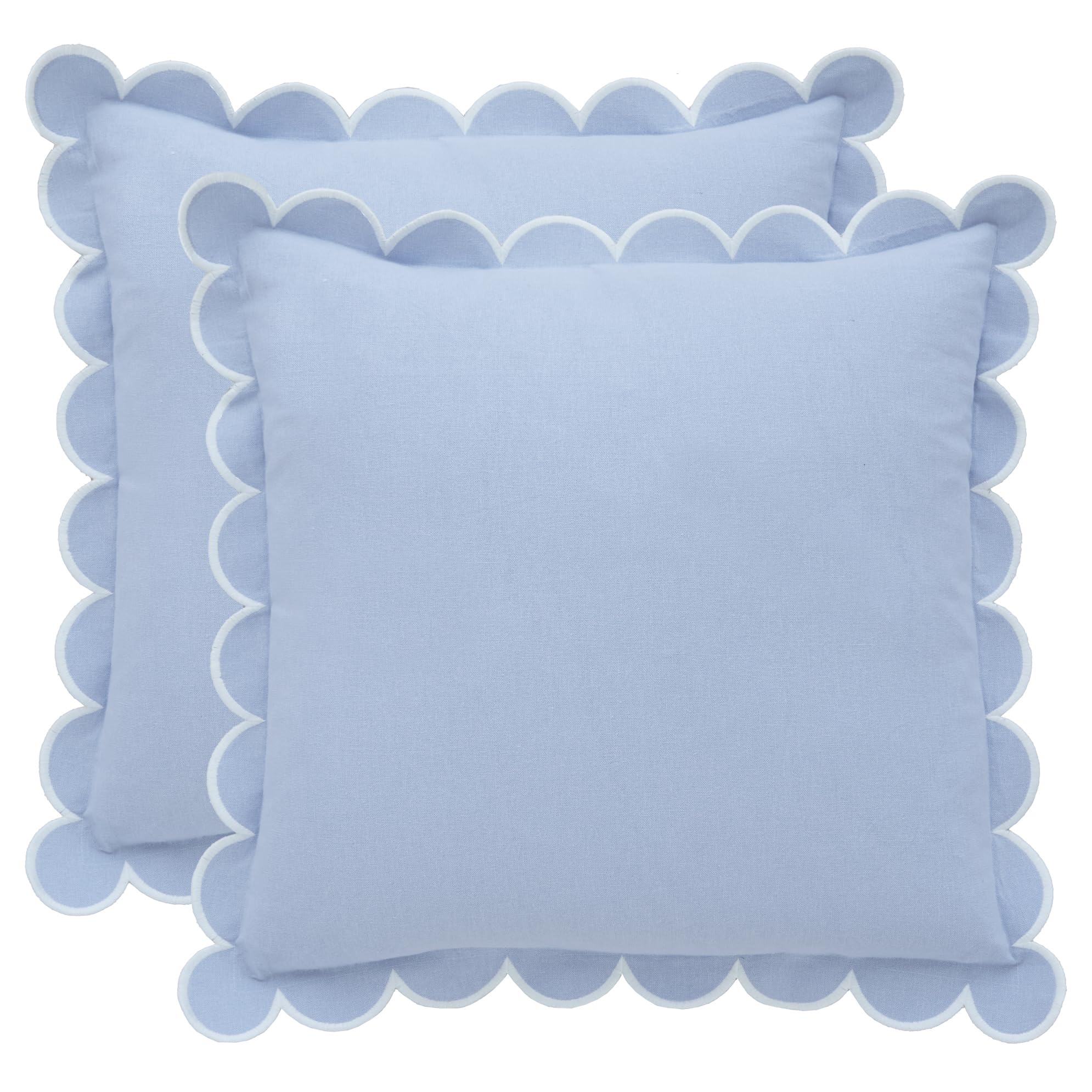 BEBE BASK Blue Scalloped Pillow Cover Set